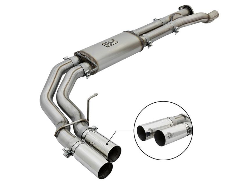 aFe Power 49-43091-P Rebel Series 3 IN 409 Stainless Steel Cat-Back Exhaust System w/Polished Tip