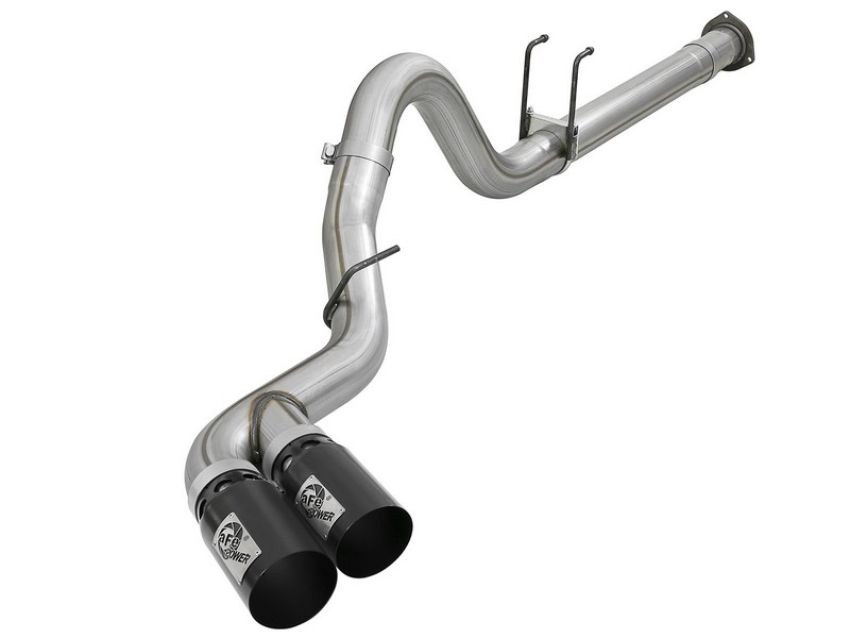 aFe Power 49-43120-B Rebel XD Series 4 IN 409 Stainless Steel DPF-Back Exhaust w/Dual Black Tips