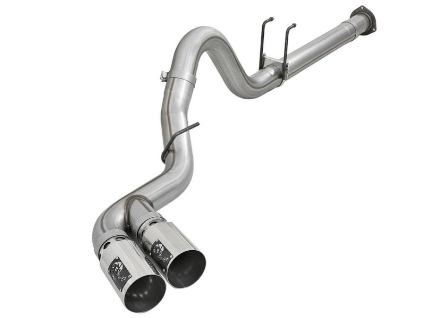 aFe Power 49-43120-P Rebel XD Series 4 IN 409 Stainless Steel DPF-Back Exhaust w/Dual Polished Tips