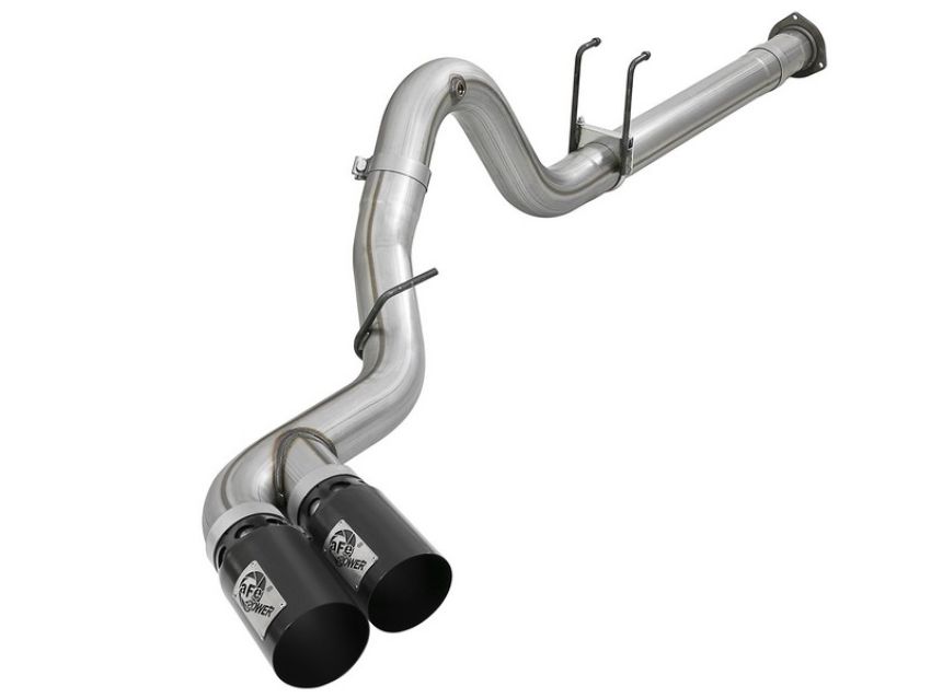 aFe Power 49-43121-B Rebel XD Series 4 IN 409 Stainless Steel DPF-Back Exhaust w/Dual Black Tips