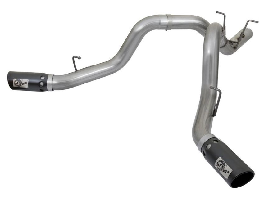 aFe Power 49-44086-B Large Bore-HD 4 IN 409 Stainless Steel DPF-Back Exhaust System w/Dual Black Tips