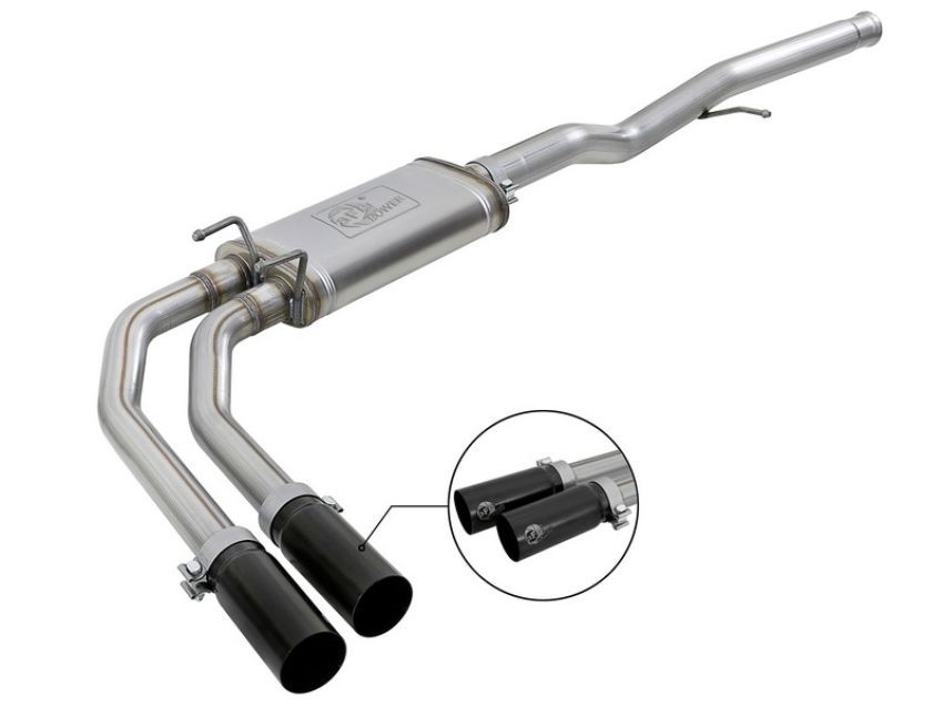 aFe Power 49-44098-B Rebel Series 3 IN to 2-1/2 IN 409 Stainless Steel Cat-Back Exhaust w/ Black Tip