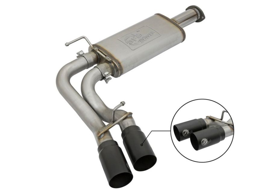 aFe Power 49-46032-B Rebel Series 3 IN Cat-Back Exhaust System w/ Dual Mid-Side Exit Black Tips