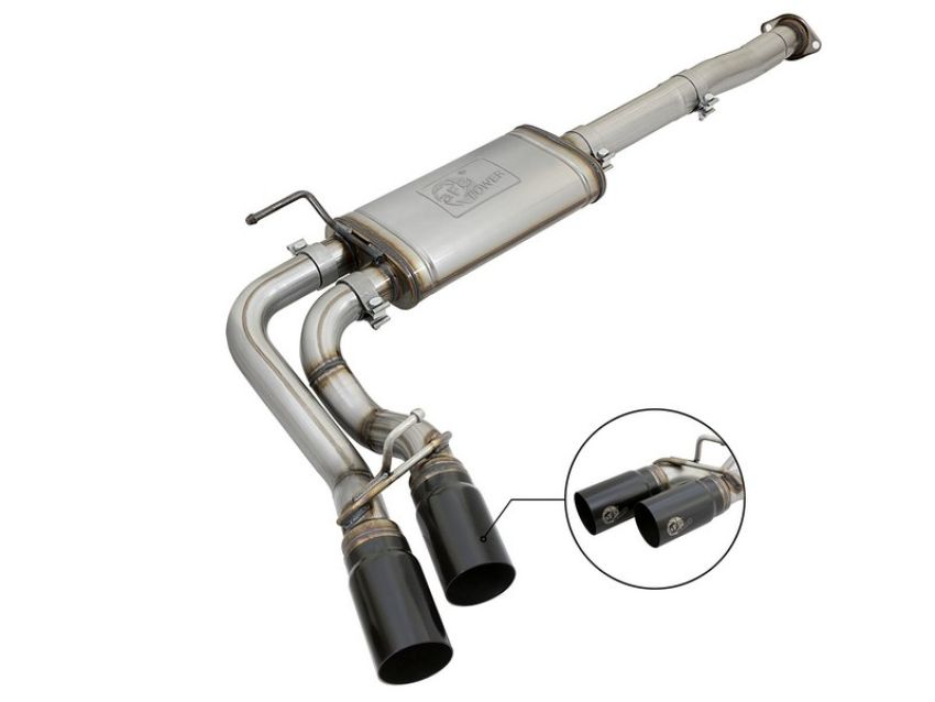 aFe Power 49-46033-B Rebel Series 3 IN Cat-Back Exhaust System w/ Dual Mid-Side Exit Black Tips
