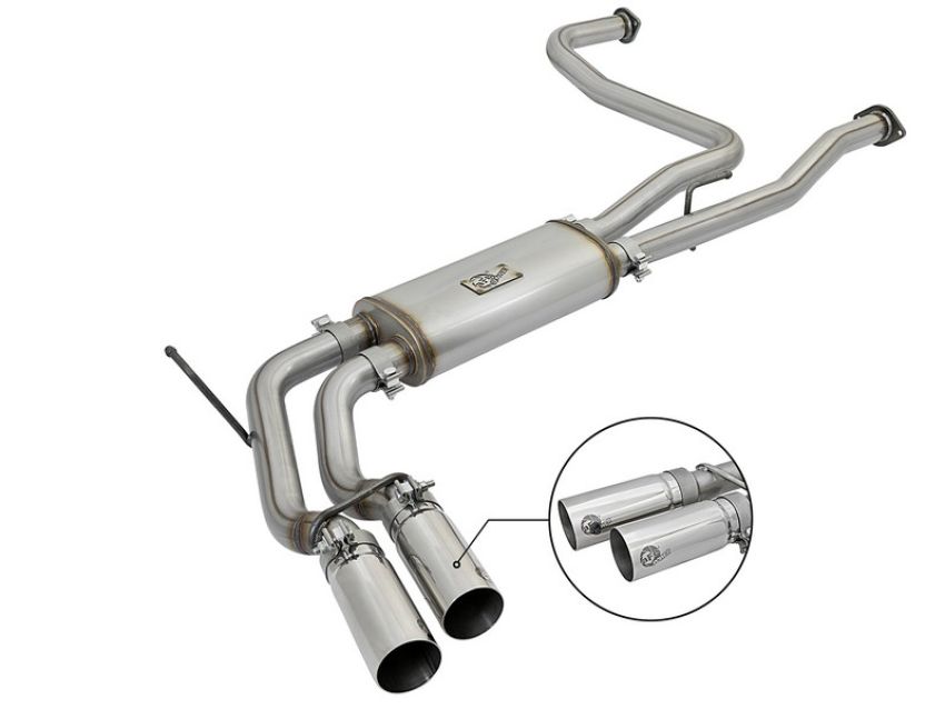 aFe Power 49-46124-P Rebel Series 3 IN 409 Stainless Steel Cat-Back Exhaust System w/Polished Tip
