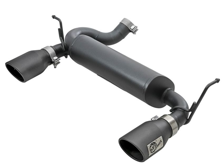 aFe Power 49-48061-B Rebel Series 2-1/2 IN 409 Stainless Steel Axle-Back Exhaust System w/ Black Tips