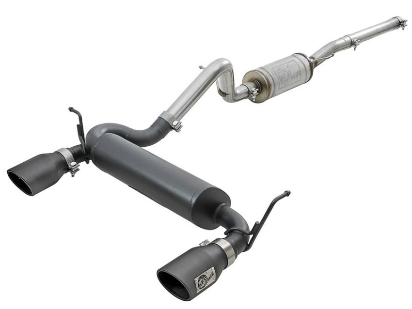 aFe Power 49-48062-B Rebel Series 2-1/2 IN 409 Stainless Steel Cat-Back Exhaust System w/ Black Tips
