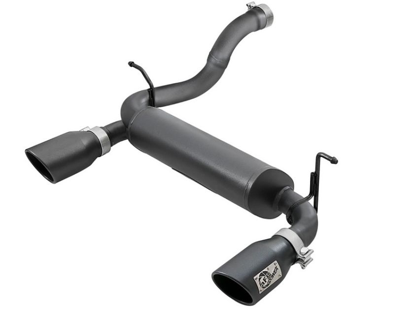 aFe Power 49-48067-B Rebel Series 2-1/2 IN 409 Stainless Steel Axle-Back Exhaust System w/ Black Tips