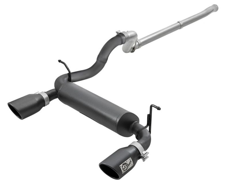 aFe Power 49-48076-B Rebel Series 2-1/2 IN 409 Stainless Steel Cat-Back Exhaust w/ Black Tip