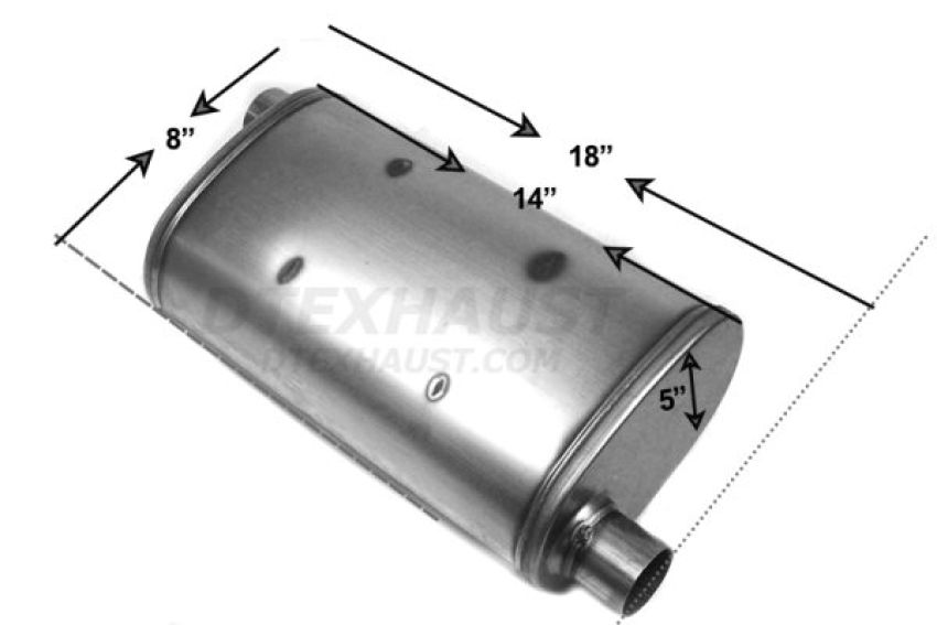 Different Trend Ultra Quiet Performance Mufflers Quiet Muffler 1.75″ Offset / 1.75″ Offset; 409 Raw Stainless Steel 49014