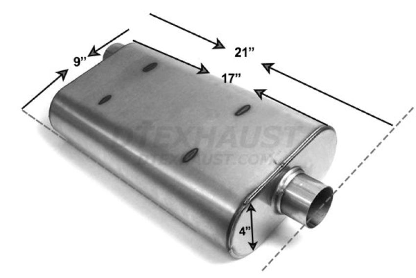 Different Trend Ultra Quiet Performance Mufflers 2.00 Offset / 2.00″ Center; 409 Raw Stainless Steel 49022