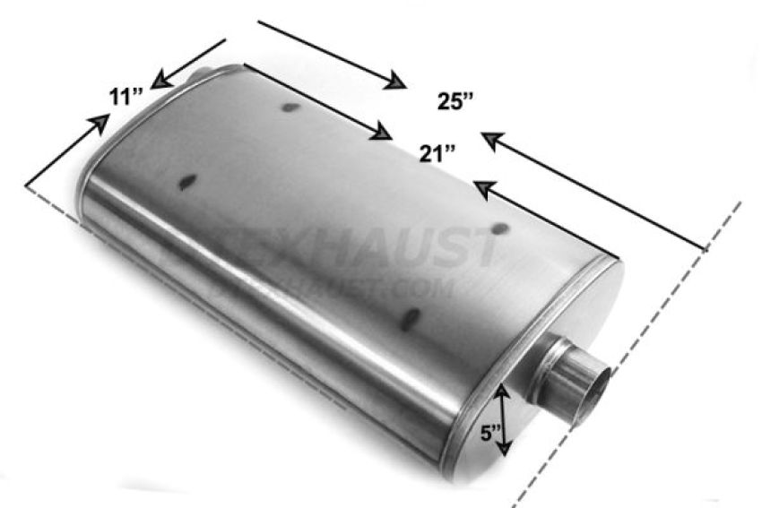 Different Trend Ultra Quiet Performance Mufflers 2.50″ Offset / 2.50″ Center; 409 Raw Stainless Steel 49030