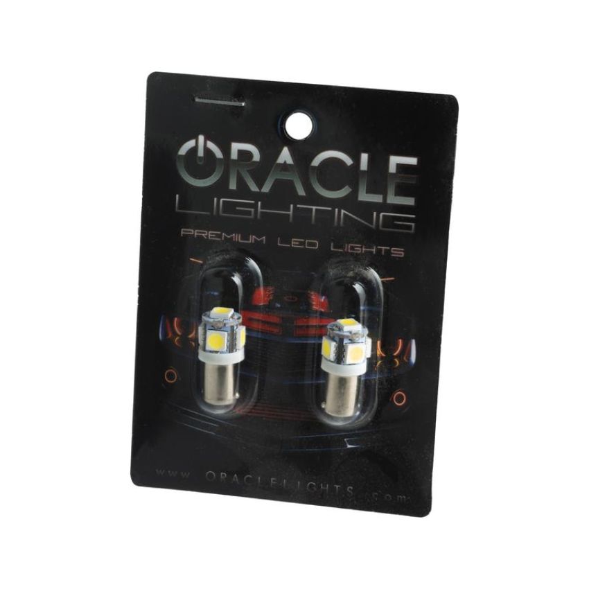 Oracle Lighting 4904-001 BA9S 5 LED 3 Chip Bayonet Bulbs, White, Pair
