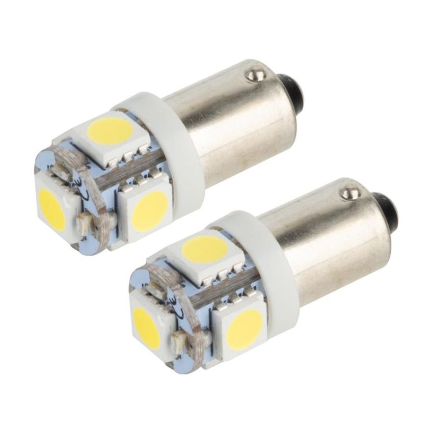 Oracle Lighting 4904-001 BA9S 5 LED 3 Chip Bayonet Bulbs, White, Pair
