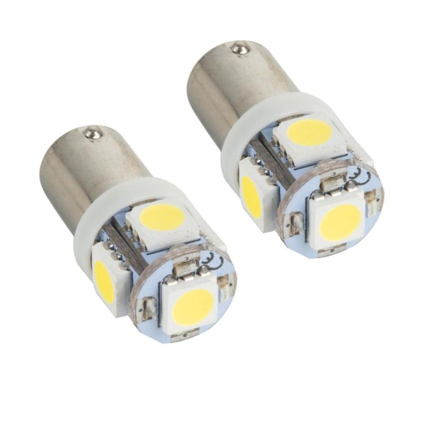 Oracle Lighting 4904-001 BA9S 5 LED 3 Chip Bayonet Bulbs, White, Pair