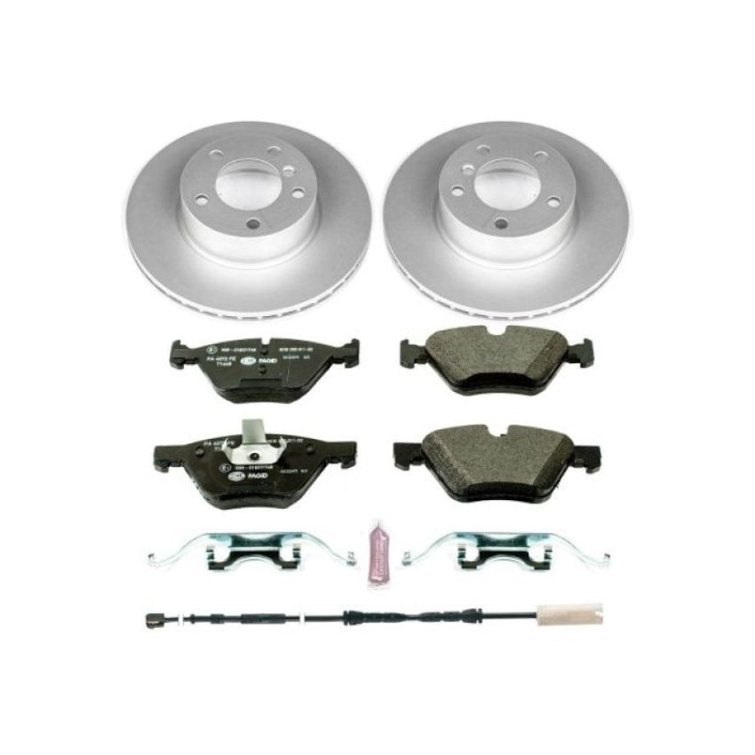 PowerStop ESK6346 Genuine Geomet Coated Rotors, ECE-R90 Brake Pads + Hardware Kit