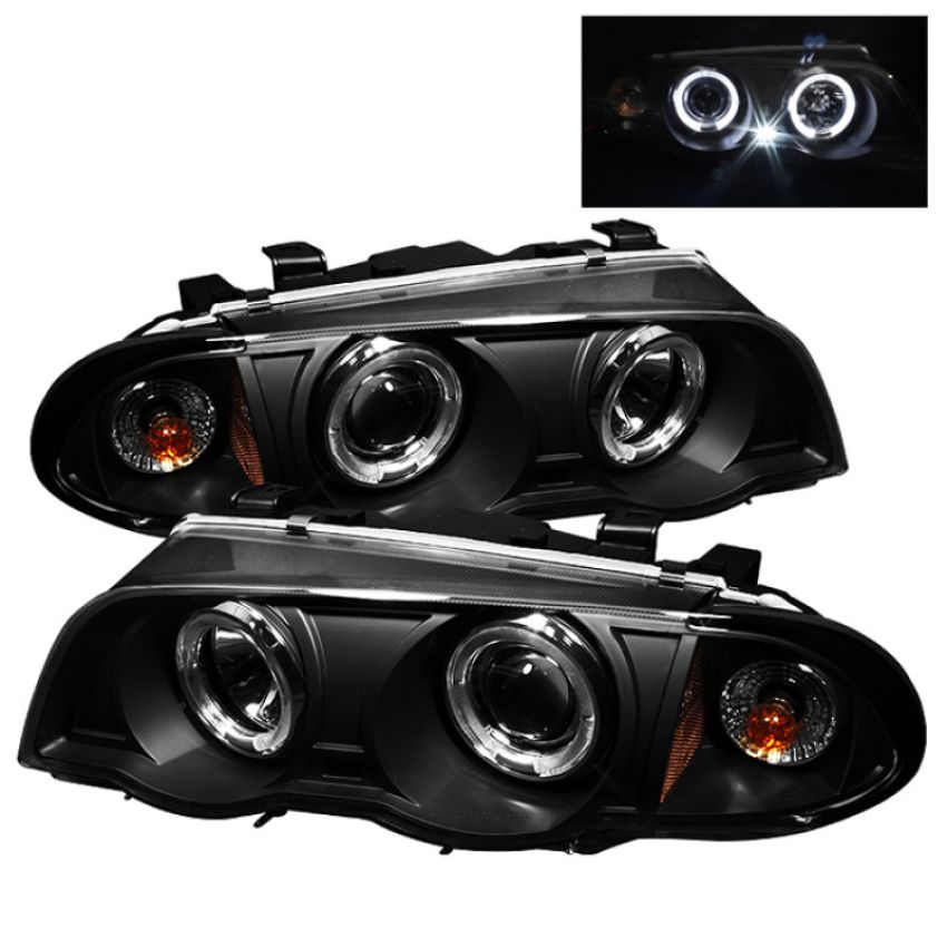 SPYDER 5008947 Projector Headlights 1PC - LED Halo - Amber Reflector - Black