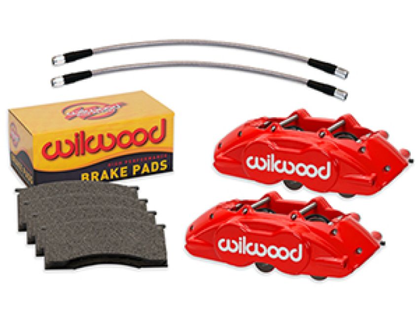 Wilwood 140-16799-R 65-67 Ford Mustang D11 Calipers w/Pads and Lines - Red