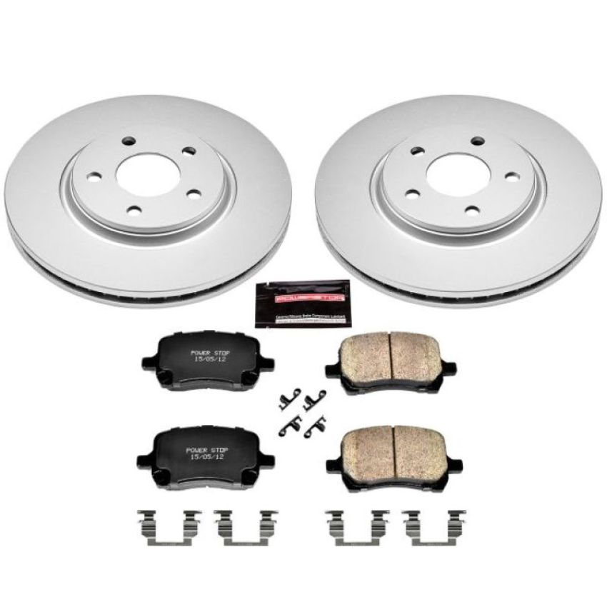 PowerStop CRK1614 Genuine Geomet Coated Rotor and Low-Dust Ceramic Brake Pad Kit
