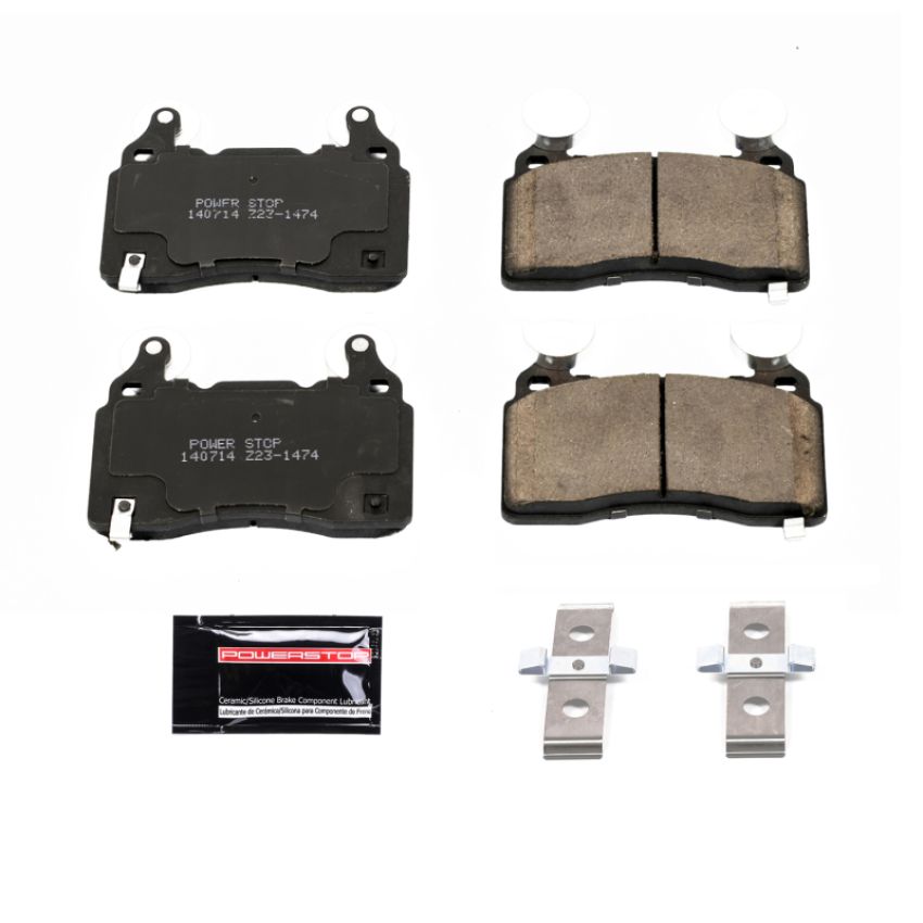 PowerStop Z23-1474 PowerStop - Z23 Daily Driver Carbon-Fiber Ceramic Brake Pads with Hardware Kit