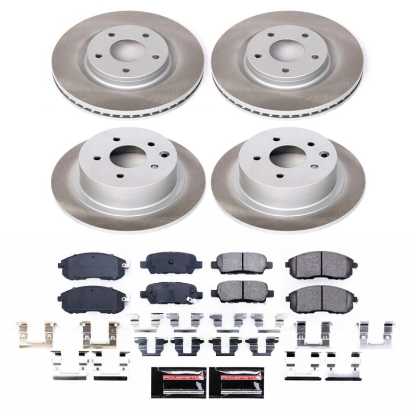 PowerStop K8674 Z23 Daily Driver Carbon-Fiber Ceramic Brake Pad and Drilled & Slotted Rotor Kit