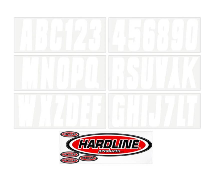 Hardline WHI350EC Boat Lettering Registration Kit 3 in. - 350 White Solid