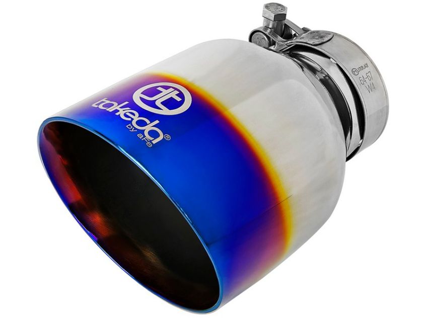 aFe Power 49T25454-L07 Takeda 304 Stainless Steel Clamp-on Exhaust Tip Blue Flame