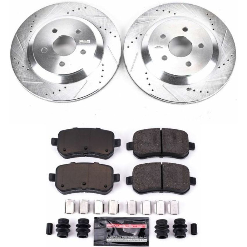 PowerStop K3061 Z23 Daily Driver Carbon-Fiber Ceramic Brake Pad and Drilled & Slotted Rotor Kit