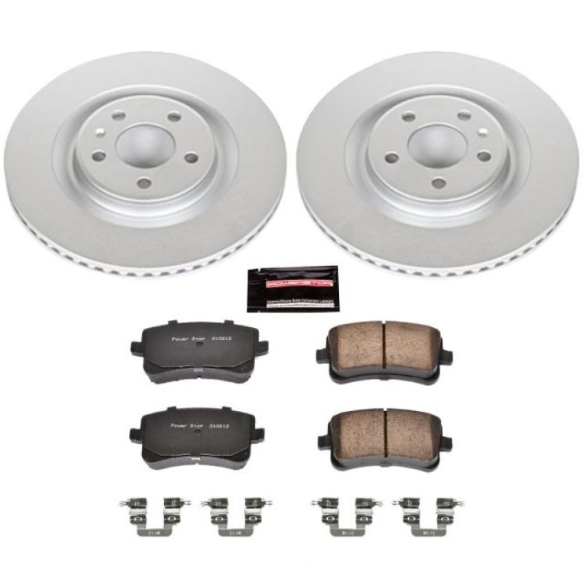 PowerStop CRK5678 Genuine Geomet Coated Rotor and Carbon-Fiber Ceramic Brake Pad Kit