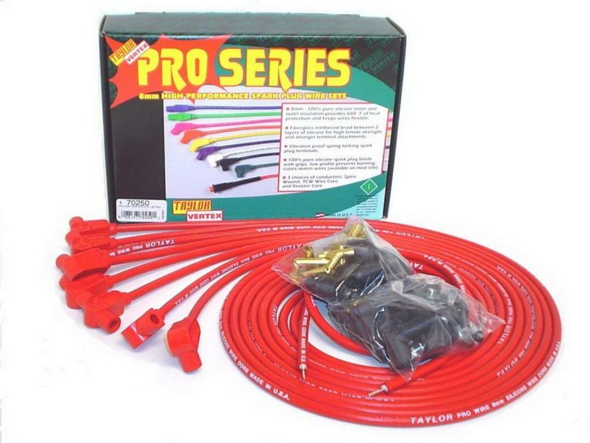 Taylor Cable 70250 8mm Red Pro Wire 90 Dgr