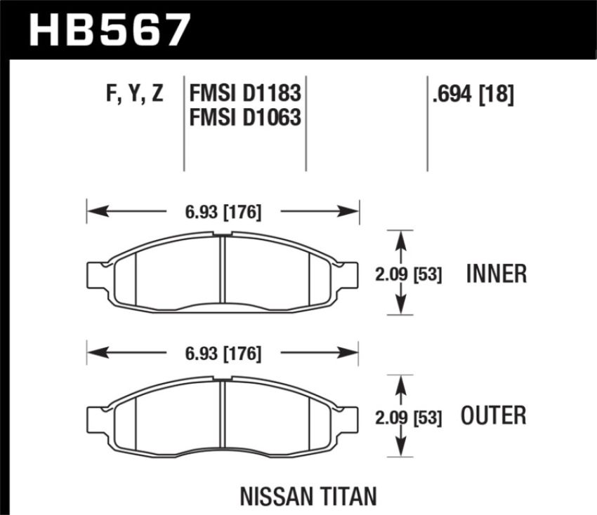 Hawk Performance HB567Y.694 LTS Disc Brake Pad