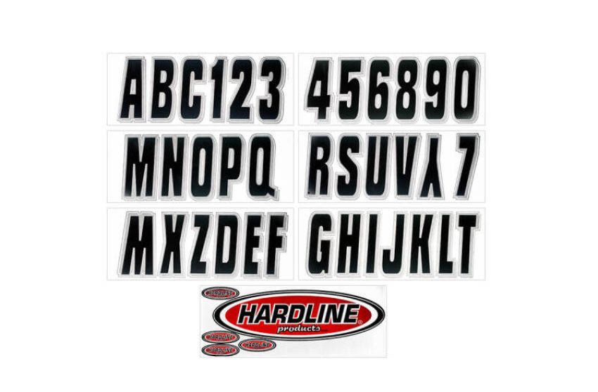 Hardline BLKSI320 Boat Lettering Registration Kit 3 in. - 320 Black/Silver
