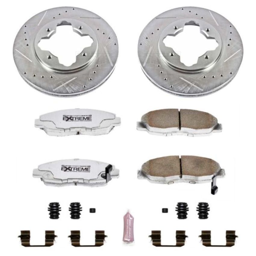 PowerStop K697-26 Z26 Street Performance Ceramic Brake Pad and Drilled & Slotted Rotor Kit