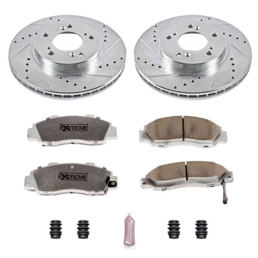 PowerStop K704-26 Z26 Street Performance Ceramic Brake Pad and Drilled & Slotted Rotor Kit