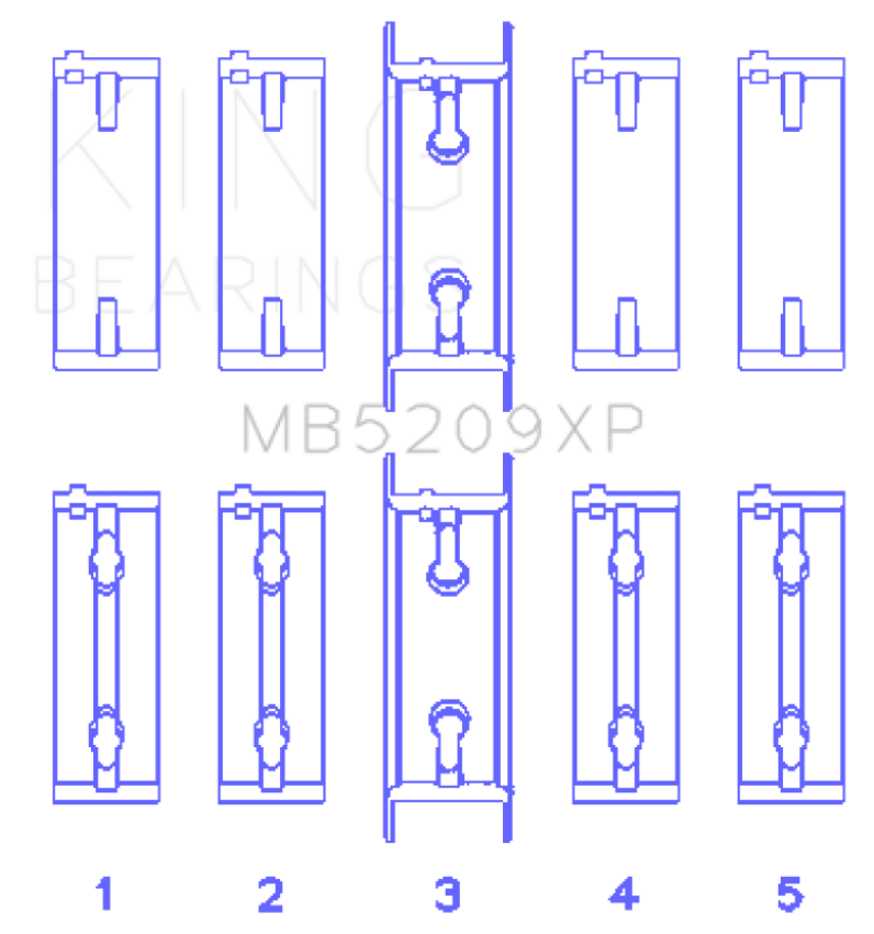 King Engine Bearings MB5209XP King Mitsubishi 4G63/4G64 7 Bolt 2nd Gen DSM and EVO I-IV Performance Main Bearing Set - Size STD