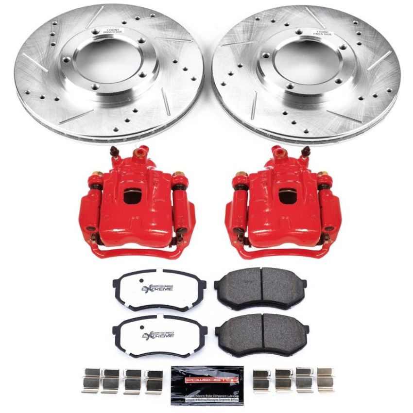PowerStop KC1232-36 Z36 Truck and SUV Ceramic Brake Pad, Drilled & Slotted Rotor, and Caliper Kit