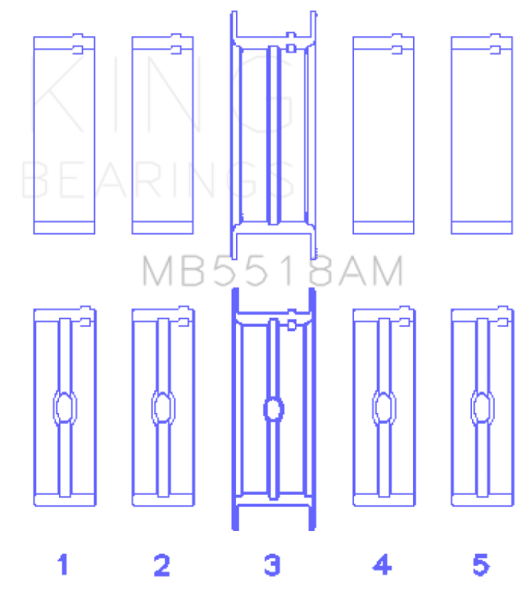 King AMC / Jeep 390 & 401 (STD Size) Crankshaft Main Bearing Set