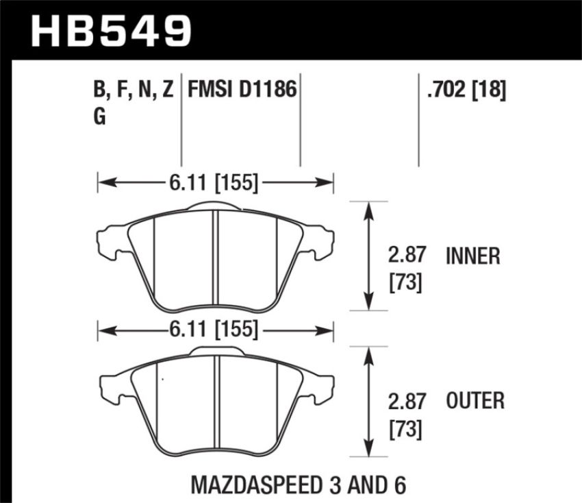 Hawk Performance HB549F.702 HPS Disc Brake Pad
