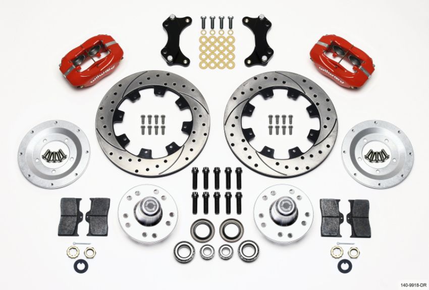 Wilwood 140-9918-DR Forged Dynalite Front Kit 12.19in Drilled-Red WWE ProSpindle