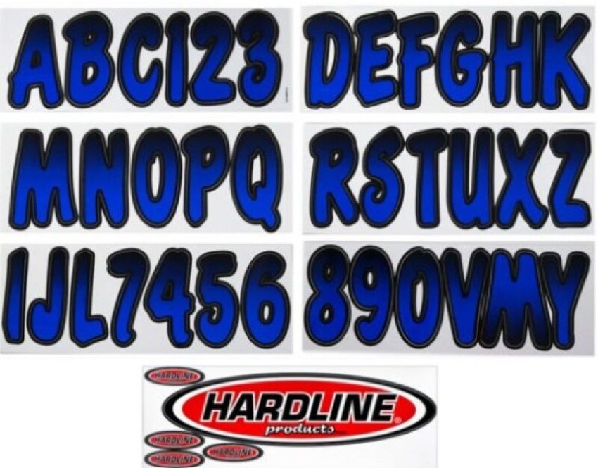 Hardline BMBKG200 Boat Lettering Registration Kit 3 in. - 200 Blue Metallic/Black