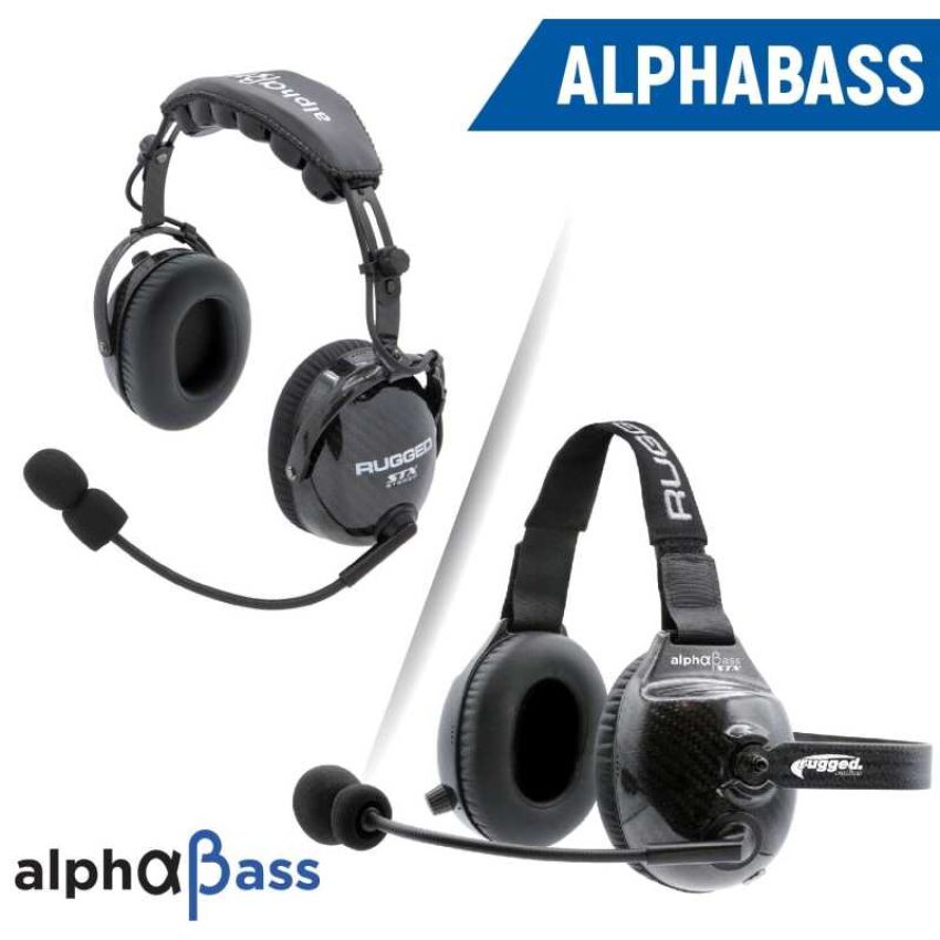 Rugged Radios H28-STX AlphaBass Carbon Fiber Headset for STEREO and OFFROAD Intercoms Over The Head