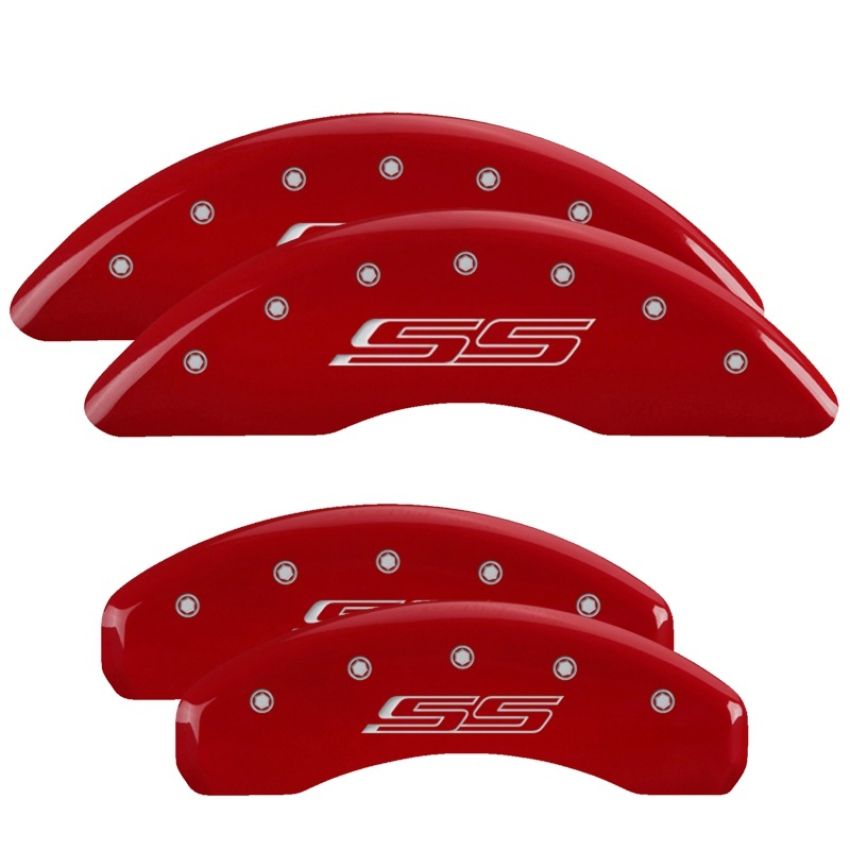 MGP 14241SSS5RD 4 Caliper Covers Engraved Front & Rear Gen 5/SS Red finish silver ch