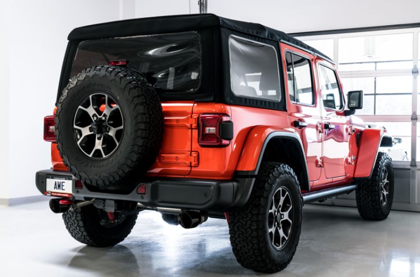 AWE Tuning 3015-33001 2018+ Jeep Wrangler JL/JLU Tread Edition Axle-Back Dual Exhaust - Diamond Black Tips