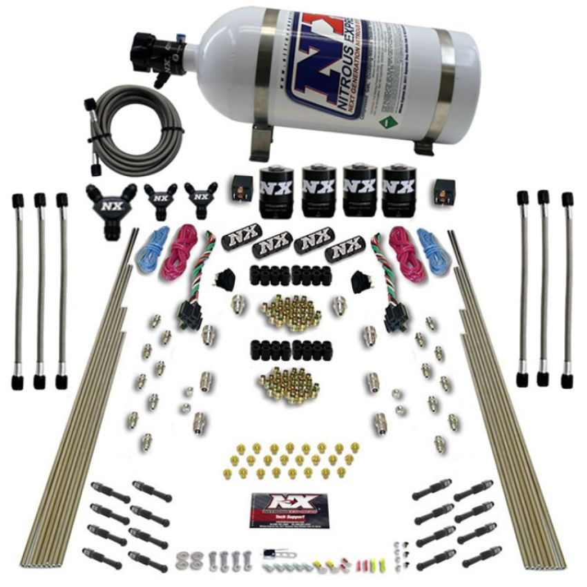Nitrous Express 93106-10 8 CYL DRY DIRECT PORT, DUAL STAGE, 4 SOLENOIDS, WITH 10LB BOTTLE (200-600HP)