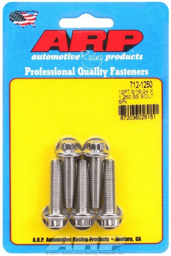ARP ARP712-1250 S/S Bolt Kit - 12pt. (5) 5/16-24 x 1.250