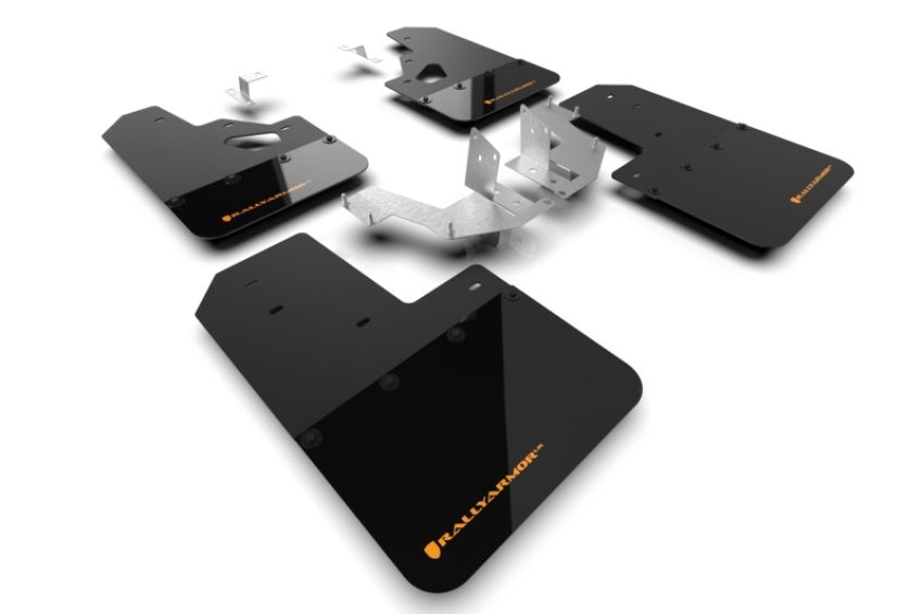 Rally Armor MF85-RR-PL-COR Black Mud Flap/Cy Orange Logo