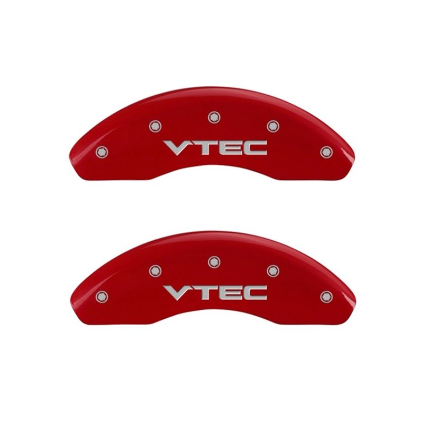 MGP 20209FVTCRD Front set 2 Caliper Covers Engraved Front Vtec Red finish silver ch