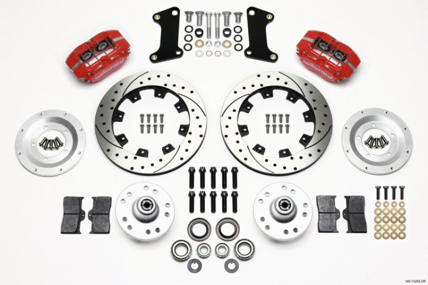 Wilwood 140-13203-DR Dynapro Dust-Boot Front Kit 12.19in Drilled Red 67-69 Camaro 64-72 Nova Chevelle