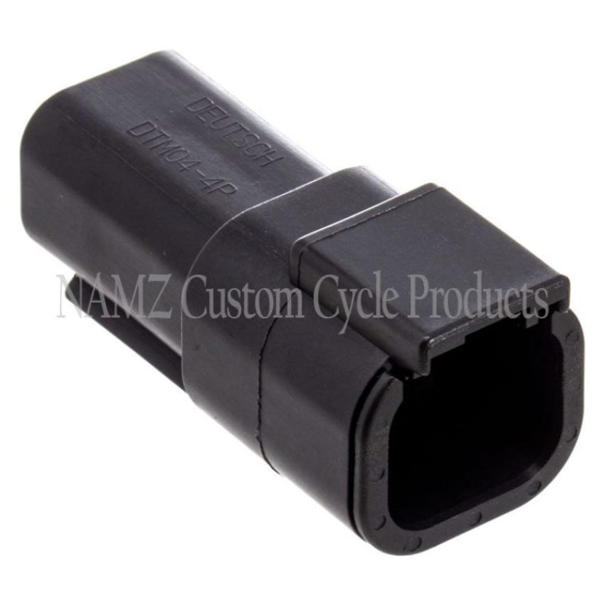 NAMZ MDR-4B Deutsch DTM 4-Position Receptacle w/4 Stamped Terminals & Wedgelock - Black (HD 74104-98BK)