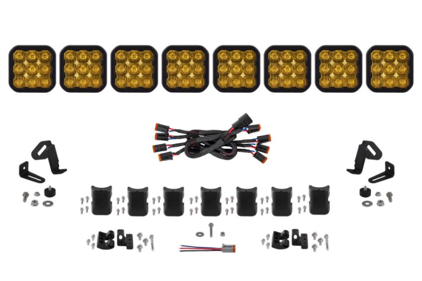 Diode Dynamics DD7261 SS5 Pro Universal CrossLink 8-Pod Lightbar - Yellow Driving